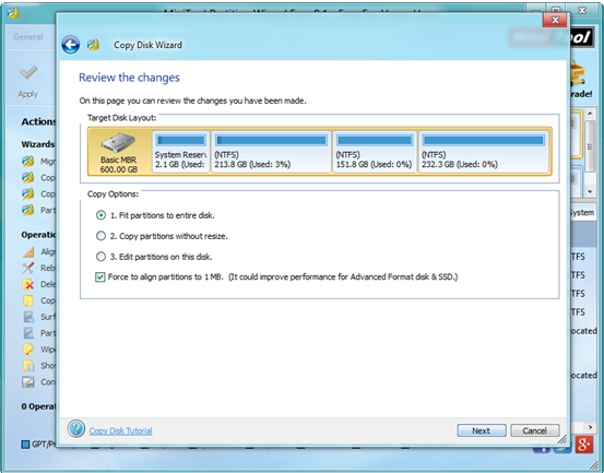 copy option