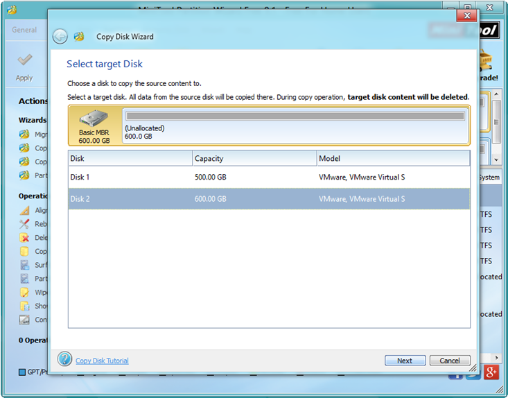 select target disk